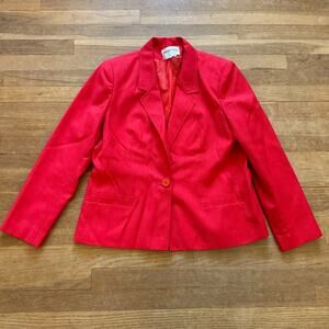 Roth LeCover Sport linen blend red one button blazer jacket size 16
 b15